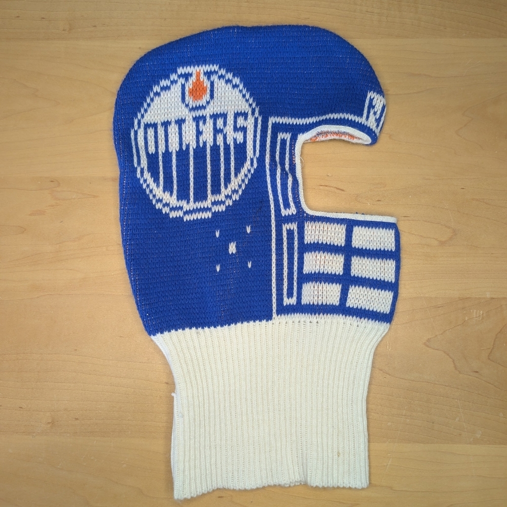 Vintage Edmonton Oilers Balaclava Ski Mask Winter Toque Hat Hockey NHL Game Face